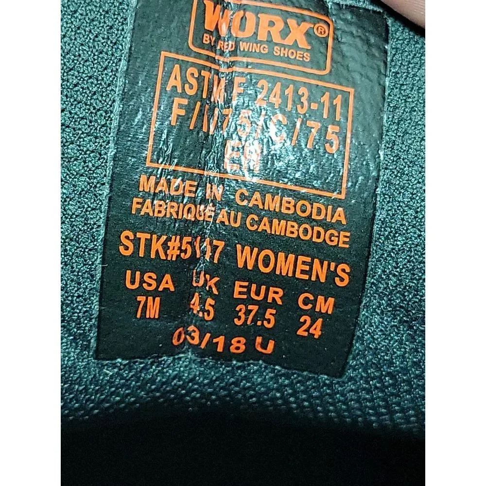 WORX by Red‎ Wing 5117 Womens Size 7 Athletic Safety Toe Work boots